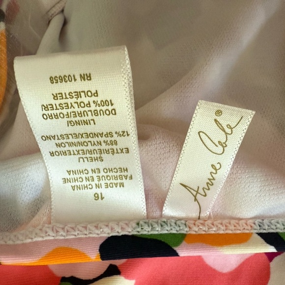 New Anne Cole Strapless/Halter One Piece Floral Bathing Suit. Size 16. - Picture 4 of 6